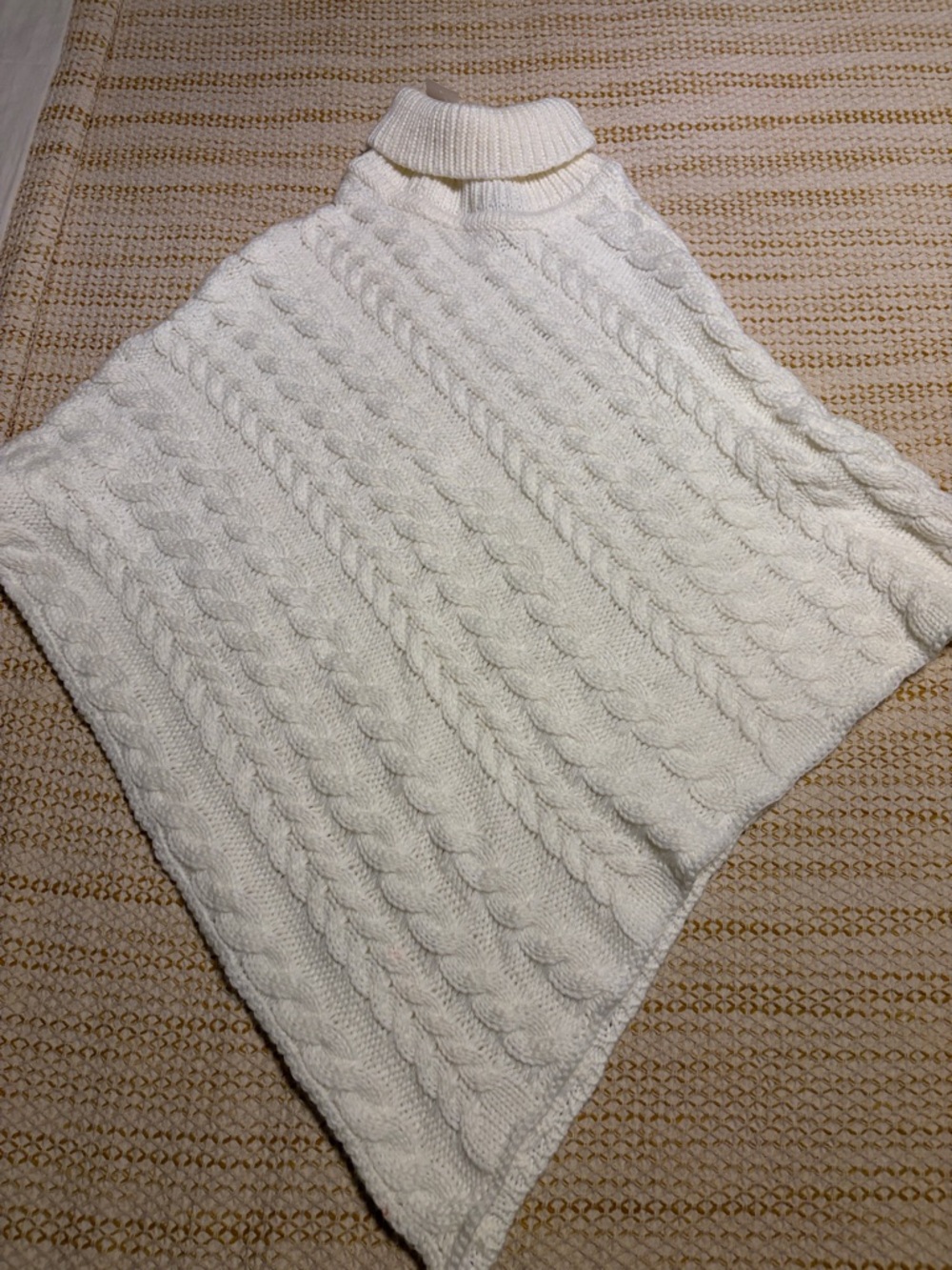 LOFT Cream Cable-Knit Turtleneck Poncho